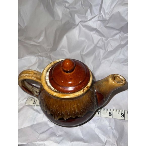 Vintage Pottery Brown Drip Glaze Teapot Lid Tea Pot Unsigned Mid Century Mod - Picture 6 of 9